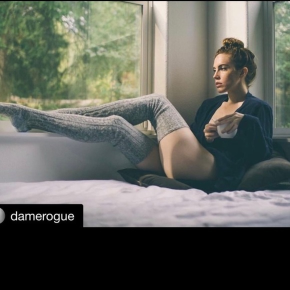 LAST SAGE⭐️ SAGE Cable Knit Thigh High Socks - Picture 3 of 14